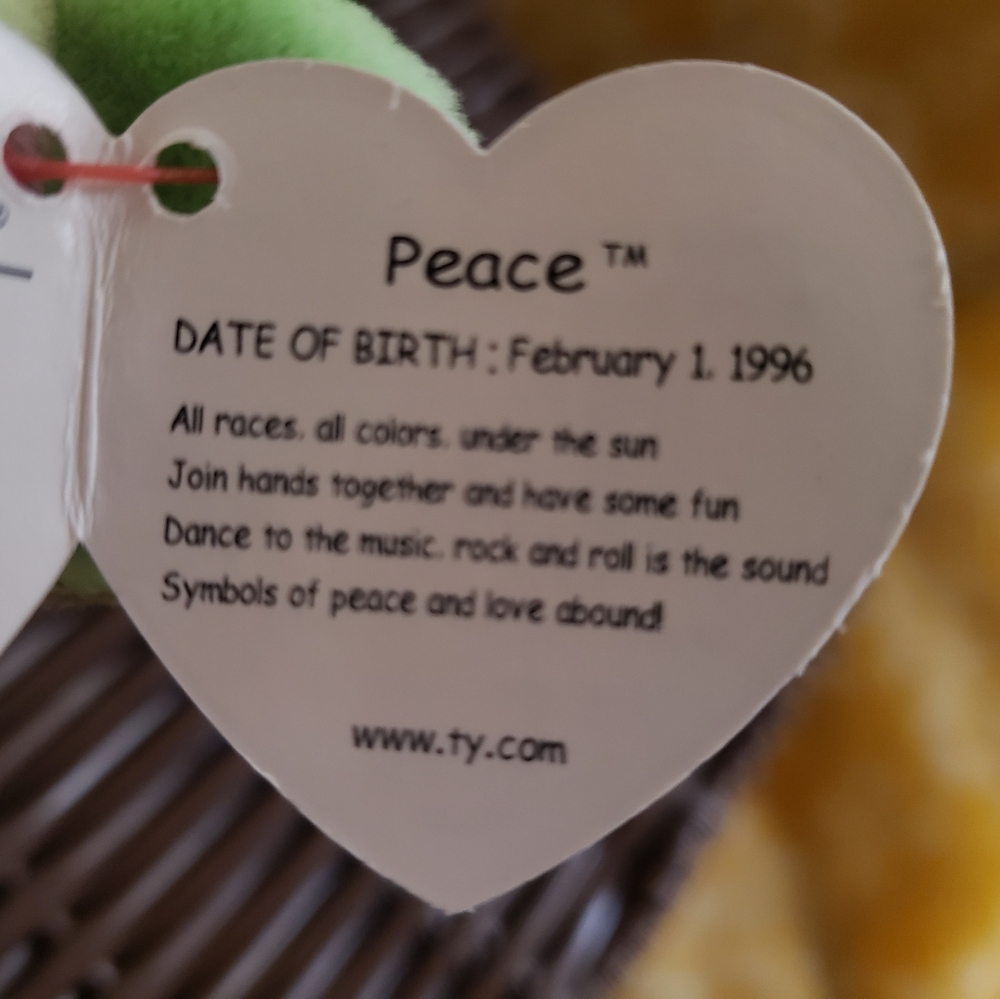 🧸 RARE Ty Beanie Baby PEACE Bears SET (2) - Tie Dye VINTAGE 1996 w/Tags! PEACE! - Picture 11 of 11